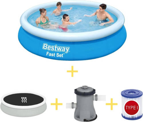 Bestway Zwembad - Fast Set - 366 X 76 Cm - Inclusief Solarzeil, Filterpomp & Filter