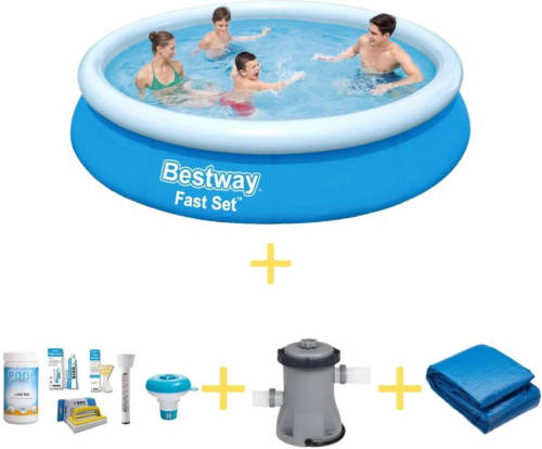 Bestway Zwembad - Fast Set - 366 X 76 Cm - Inclusief Ways Onderhoudspakket, Filterpomp & Grondzeil