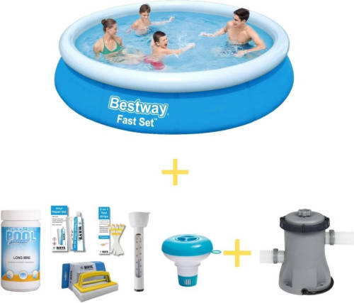 Bestway Zwembad - Fast Set - 366 X 76 Cm - Inclusief Ways Onderhoudspakket & Filterpomp