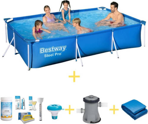 Bestway Zwembad - Steel Pro - 300 X 201 X 66 Cm - Inclusief Ways Onderhoudspakket, Filterpomp & Grondzeil