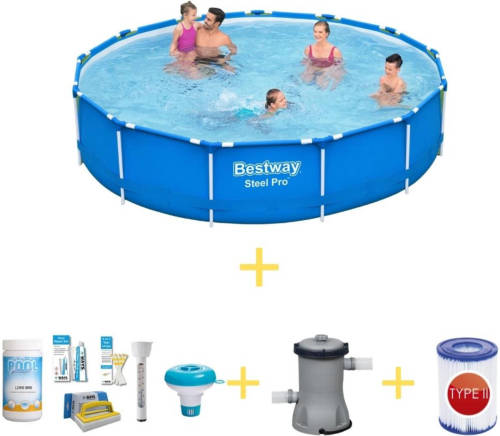 Bestway Zwembad - Steel Pro - 396 X 84 Cm - Inclusief Ways Onderhoudspakket, Filterpomp & Filter