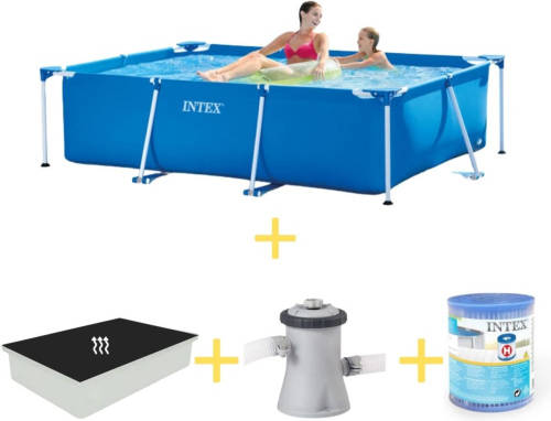 Intex Zwembad - Frame Pool - 220 X 150 X 60 Cm - Inclusief Solarzeil, Filterpomp & Filter