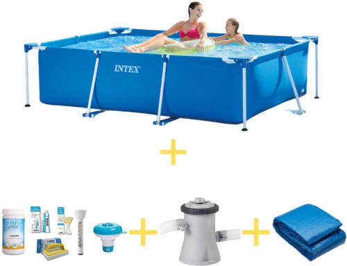 Intex Zwembad - Frame Pool - 220 X 150 X 60 Cm - Inclusief Ways Onderhoudspakket, Filterpomp & Grondzeil