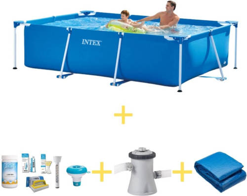 Intex Zwembad - Frame Pool - 260 X 160 X 65 Cm - Inclusief Ways Onderhoudspakket, Filterpomp & Grondzeil