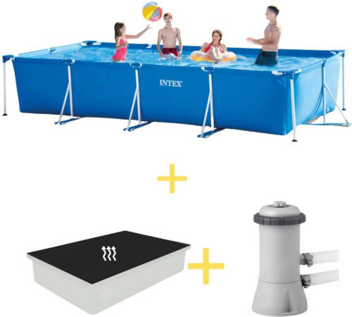 Intex Zwembad - Frame Pool - 450 X 220 X 84 Cm - Inclusief Filterpomp & Solarzeil