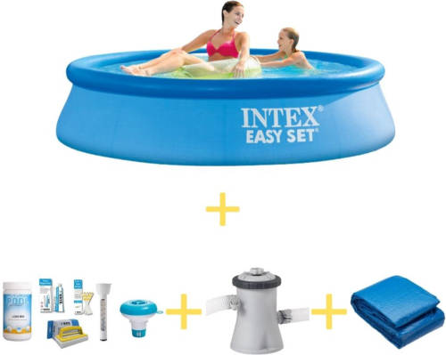 Intex Zwembad - Easy Set - 244 X 61 Cm - Inclusief Ways Onderhoudspakket, Filterpomp & Grondzeil