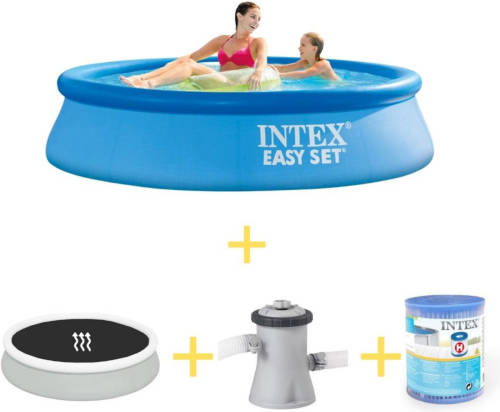 Intex Zwembad - Easy Set - 244 X 61 Cm - Inclusief Solarzeil, Filterpomp & Filter