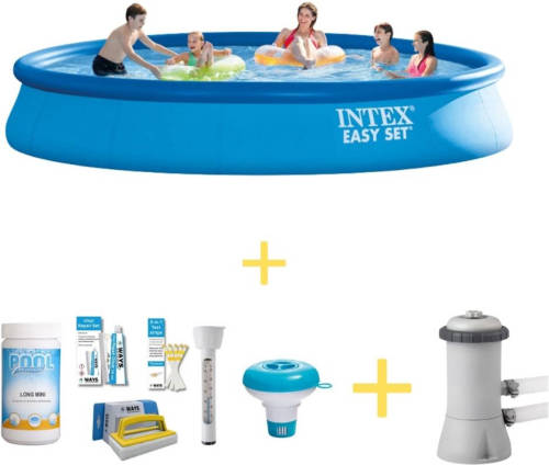 Intex Zwembad - Easy Set - 457 X 84 Cm - Inclusief Ways Onderhoudspakket & Filterpomp