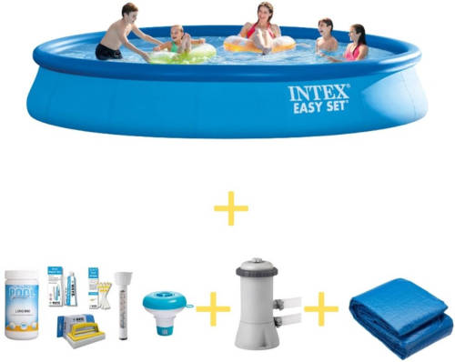 Intex Zwembad - Easy Set - 457 X 84 Cm - Inclusief Ways Onderhoudspakket, Filterpomp & Grondzeil