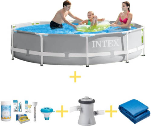 Intex Zwembad - Prism Frame - 305 X 76 Cm - Inclusief Ways Onderhoudspakket, Filterpomp & Grondzeil