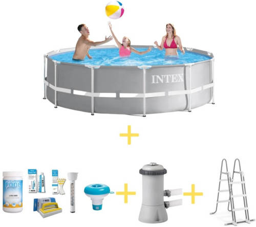 Intex Zwembad - Prism Frame - 366 X 99 Cm - Inclusief Ways Onderhoudspakket, Filterpomp & Safety Ladder