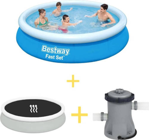 Bestway Zwembad - Fast Set - 366 X 76 Cm - Inclusief Solarzeil & Filterpomp