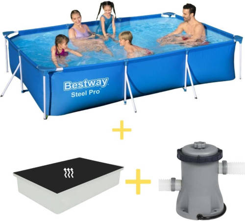 Bestway Zwembad - Steel Pro - 300 X 201 X 66 Cm - Inclusief Solarzeil & Filterpomp