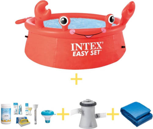Intex Zwembad - Easy Set - 183 Cm - Krab Editie - Inclusief Ways Onderhoudspakket, Filterpomp & Grondzeil