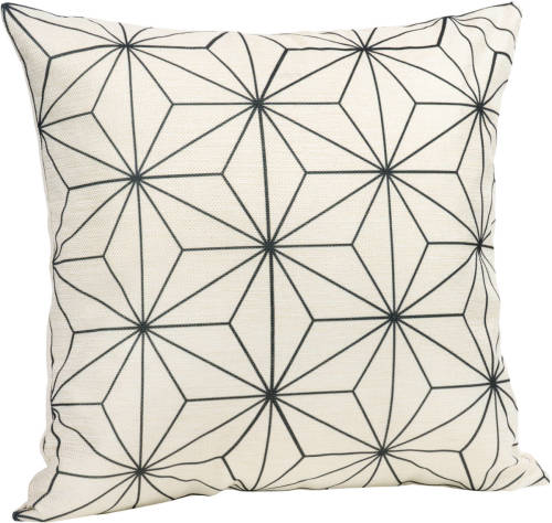 QUVIO Kussenhoes Met Ster Patroon, 45 X 45cm - Zwart / Beige