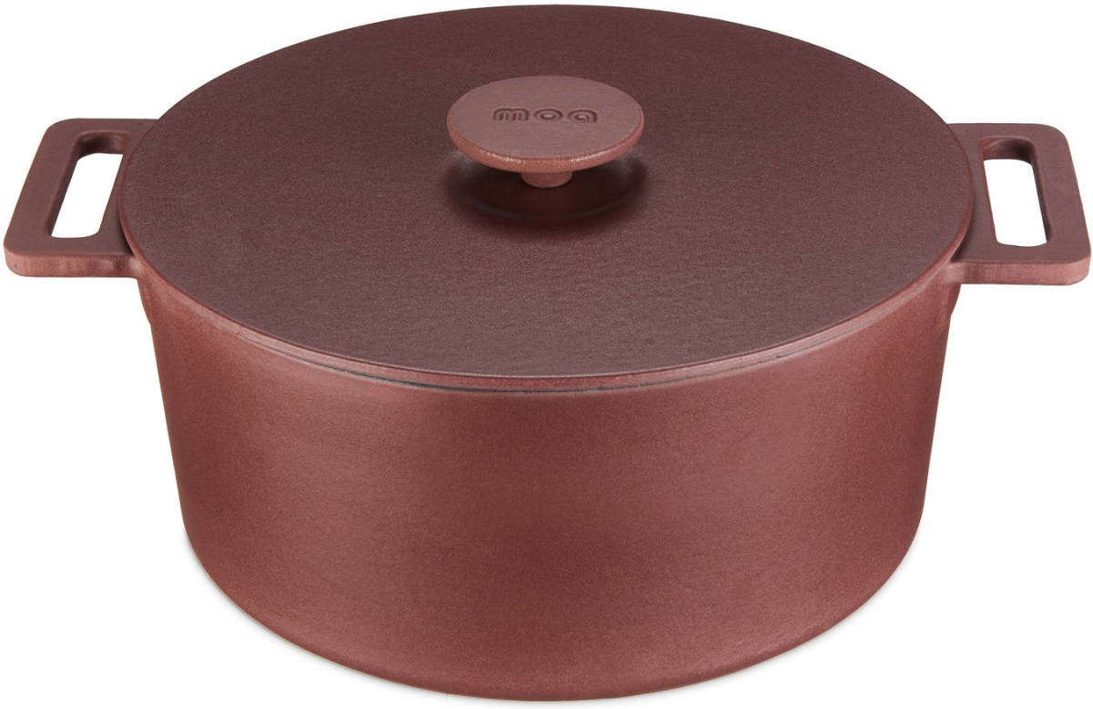 MOA Gietijzeren Braadpan - 29cm - Rond - Ook Voor Inductie - Rood - Mc29br