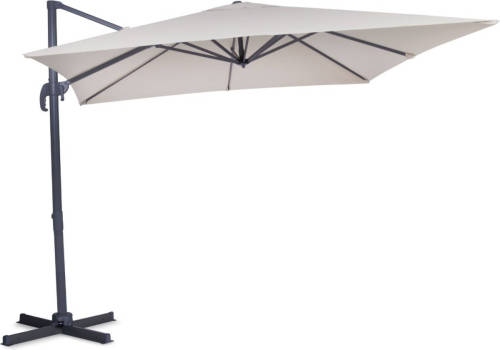 VONROC Zweefparasol Pisogne 300x300m - Draai En Kantelbaar - Uv Werend - Beige - Incl. Beschermhoes