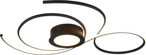 BES LED Led Plafondlamp - Plafondverlichting - Trion Jivino - 48w - Aanpasbare Kleur - Dimbaar - Rond - Mat Zwart - Aluminium