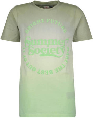 Vingino T-shirt Hollis met printopdruk lichtgroen/kaki