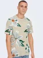 ONLY & SONS gebloemd regular fit T-shirt ONSKLOP silver lining