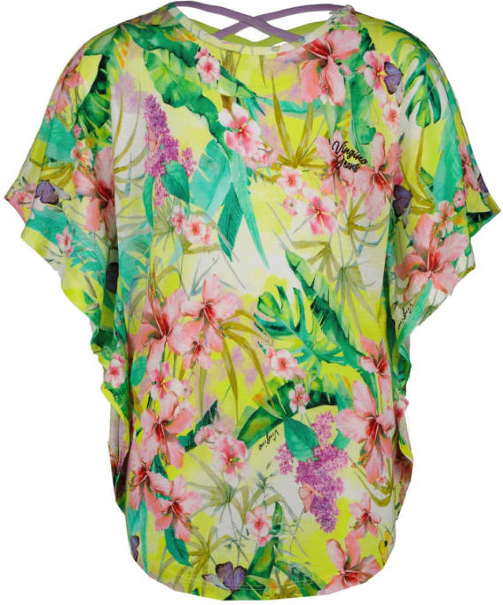 Vingino gebloemde top Irene geel/multicolor