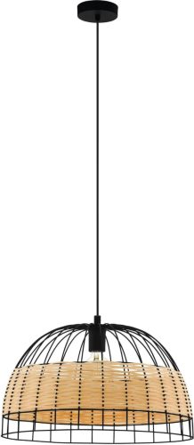 Eglo Hanglamp Anwick zwart / ø50 x h110 cm / excl. 1x e27 (elk max. 40 w) / plafondlamp - vintage - retro - hout gevlochten - design - lamp - hanglamp - hanglamp - eettafellamp - eettafel - 