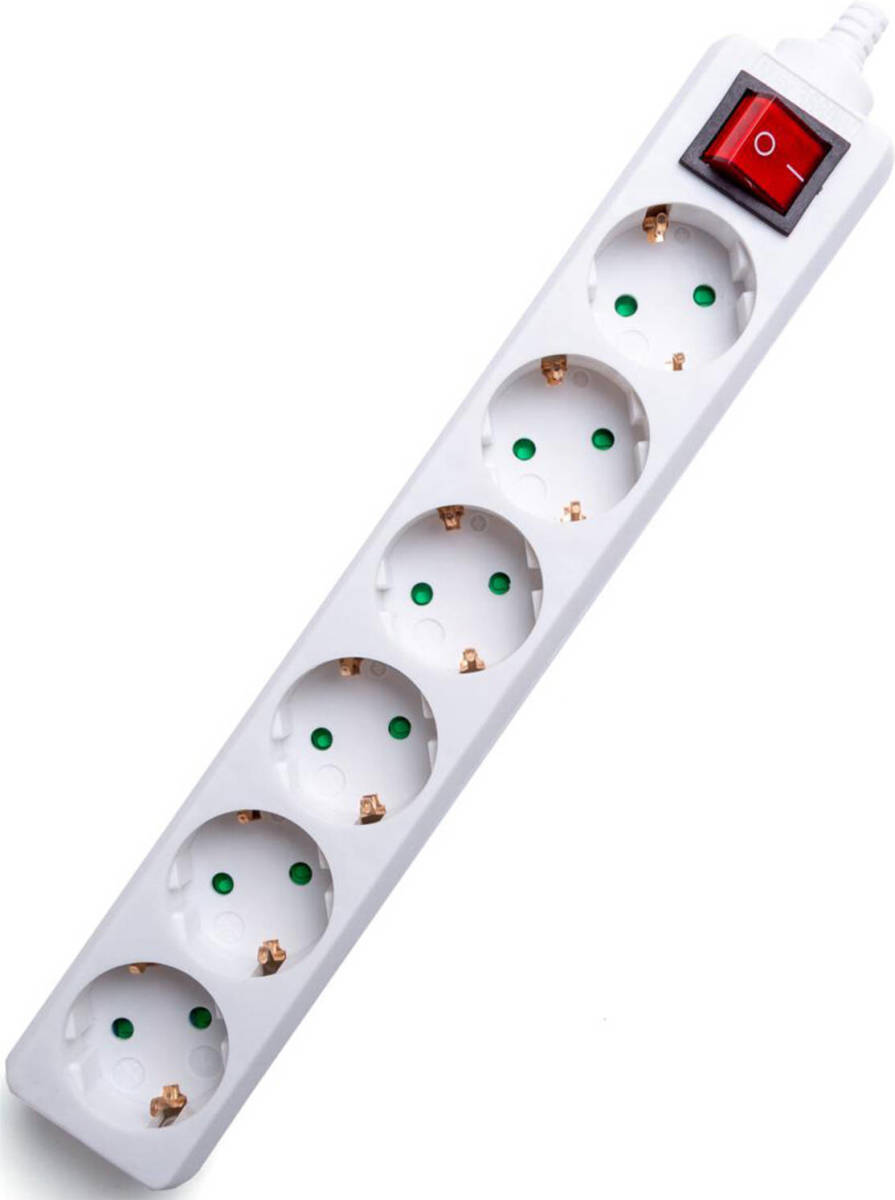 BES LED Verlengsnoer Met Schakelaar Zonder Snoer/kabel - Aigi Travis - 3680w - 6 Stopcontacten - Wit Nederland
