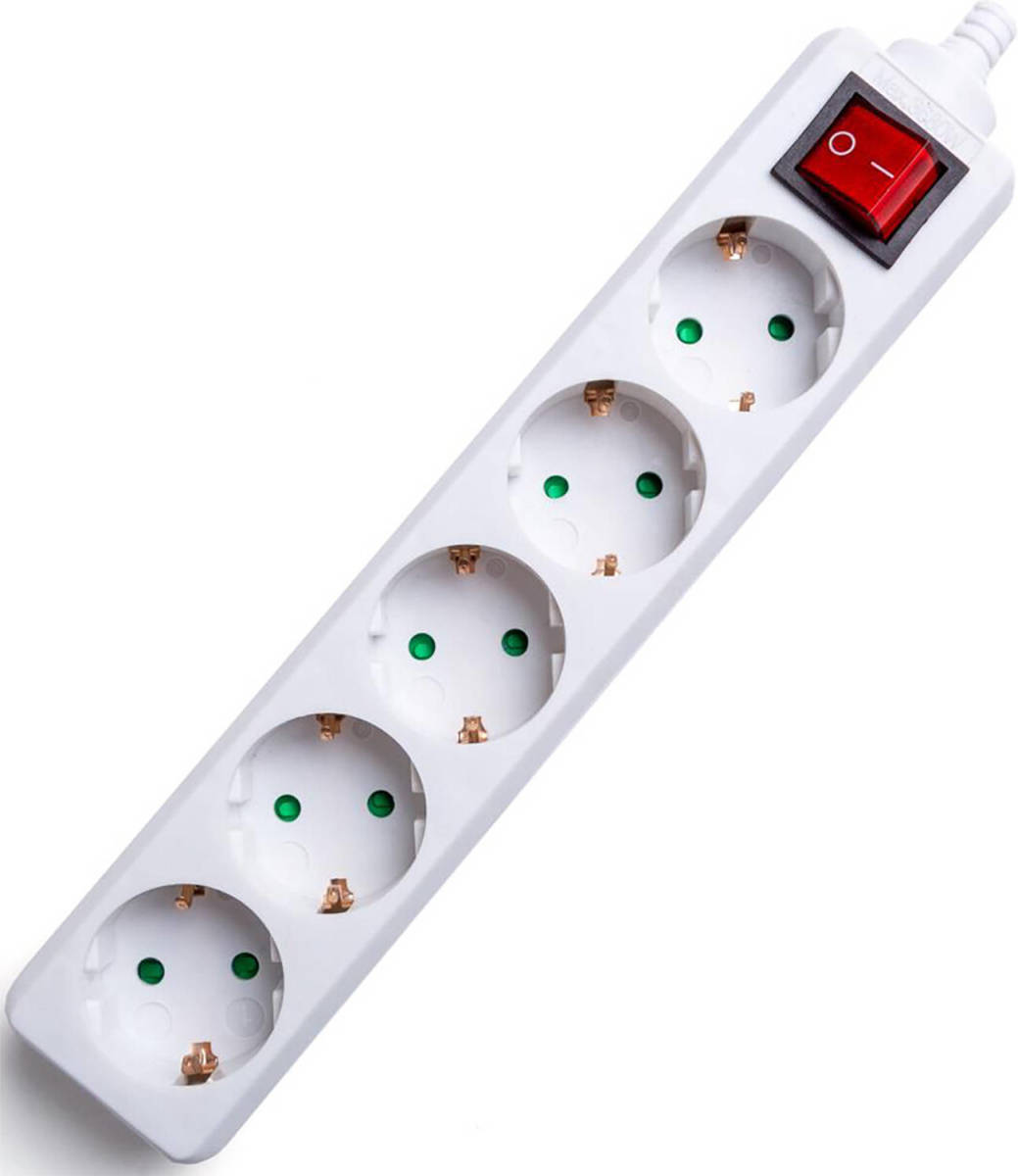 BES LED Verlengsnoer Met Schakelaar Zonder Snoer/kabel - Aigi Travis - 3680w - 5 Stopcontacten - Wit Nederland