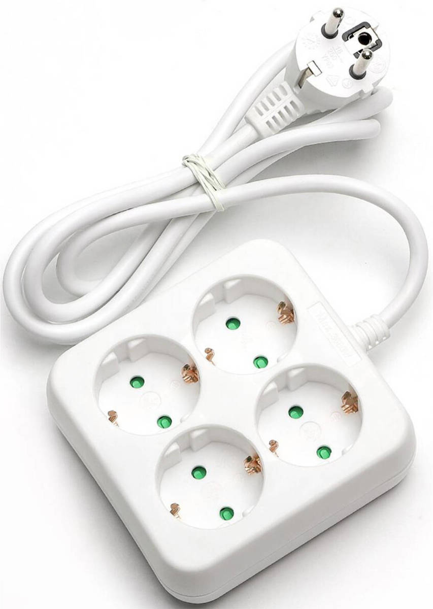 BES LED Verlengsnoer - Aigi Unkan - 3680w - 4 Stopcontacten - 1.5 Meter - Wit Nederland