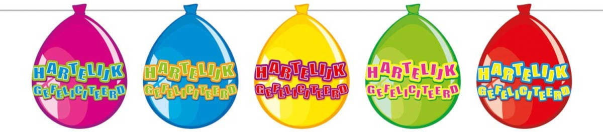 Folat Vlaggenlijn Ballonnen Hartelijk Gefeliciteerd 10 Meter