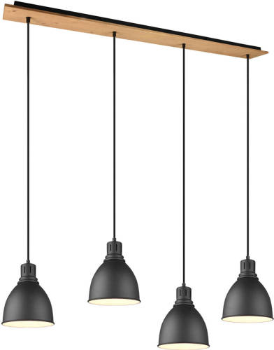 BES LED Led Hanglamp - Hangverlichting - Trion Handoll - E27 Fitting - 4-lichts - Rechthoek - Mat Zwart - Aluminium