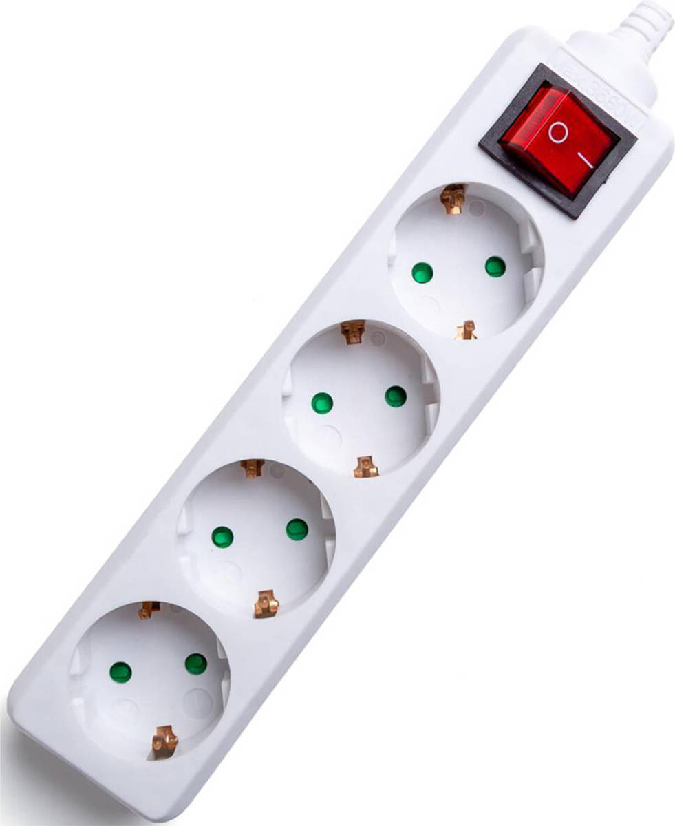 BES LED Verlengsnoer Met Schakelaar Zonder Snoer/kabel - Aigi Travis - 3680w - 4 Stopcontacten - Wit Nederland