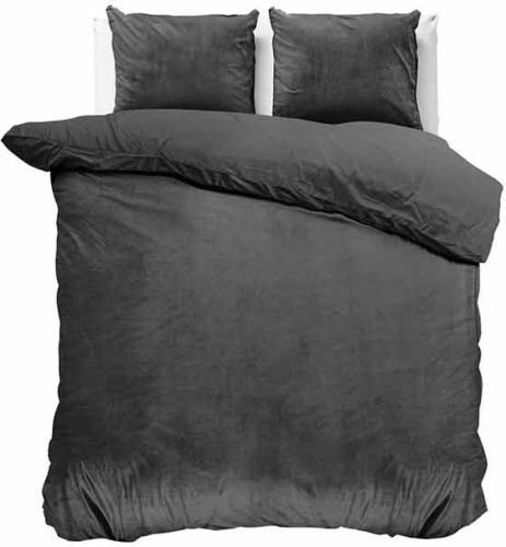 Sleeptime Velvet Uni - Antraciet - Dekbedovertrek 2-persoons (200 x 220 cm + 2 kussenslopen) Dekbedovertrek