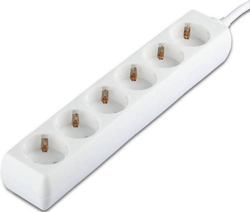 BES LED Verlengsnoer - Viron Serino - 3680w - 6 Stopcontacten - 1.5 Meter - Wit Nederland