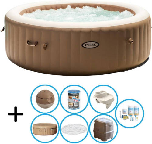 Intex - Bubble Massage - Jacuzzi - 216 X 71 Cm - Beige - Inclusief Onderhoudspakket En Bekerhouder