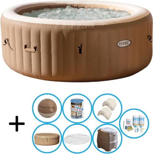 Intex - Bubble Massage - Jacuzzi - 196 X 71 Cm - Beige - Inclusief Onderhoudspakket En Hoofdsteunen