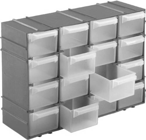 Hega Hogar Ophangbare Grijze Staande Opbergboxen/sorteerboxen Met 16 Vakken 22 Cm - Gereedschap Opbergkisten