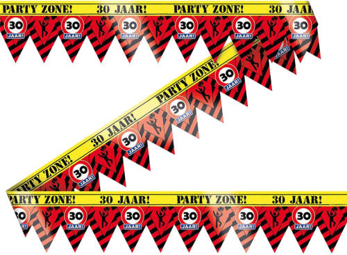 Paper Dreams Slinger Party Tape 30 Jaar 12 Meter Rood/geel