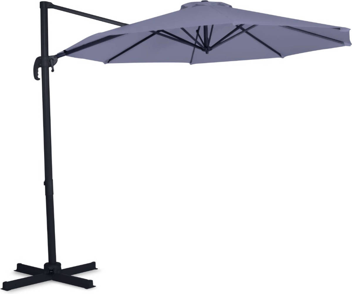 VONROC Zweefparasol Bardolino Ø300cm - Draai En Kantelbaar - Uv Werend - Grijs - Incl. Beschermhoes