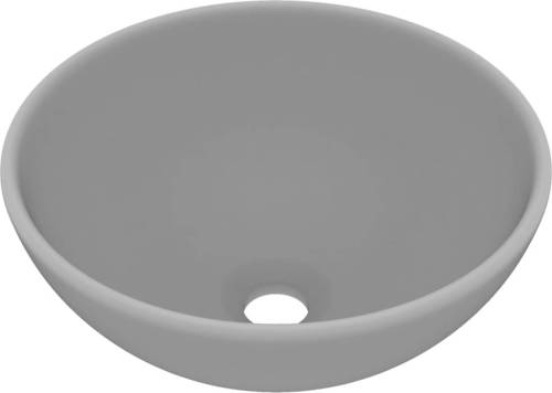 VidaXL Wastafel Rond 32,5x14 Cm Keramiek Mat Lichtgrijs