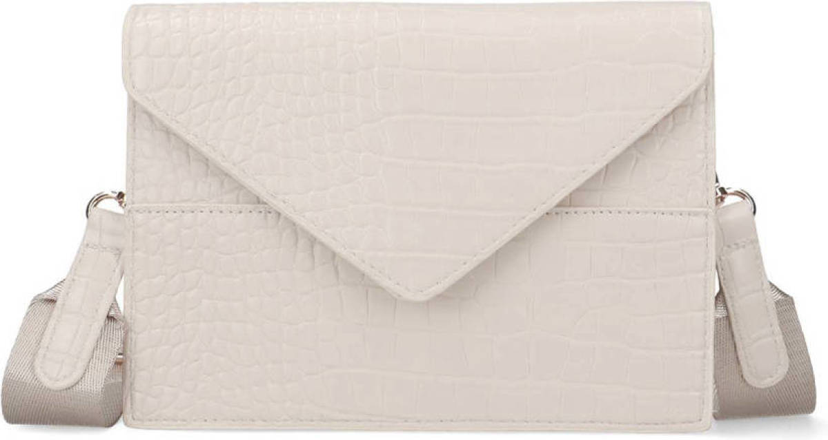Sacha crossbody tas met crocoprint ecru