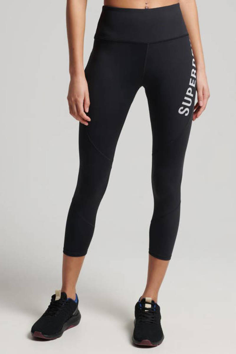 Superdry Sport 7/8 sportlegging Core zwart