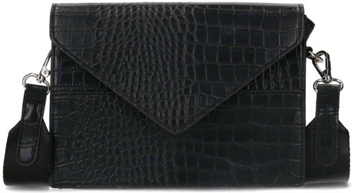 Sacha crossbody tas met crocoprint zwart