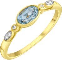 Firetti Zilveren ring met blauwe topaas (behandeld), zirkoon (synthetisch)