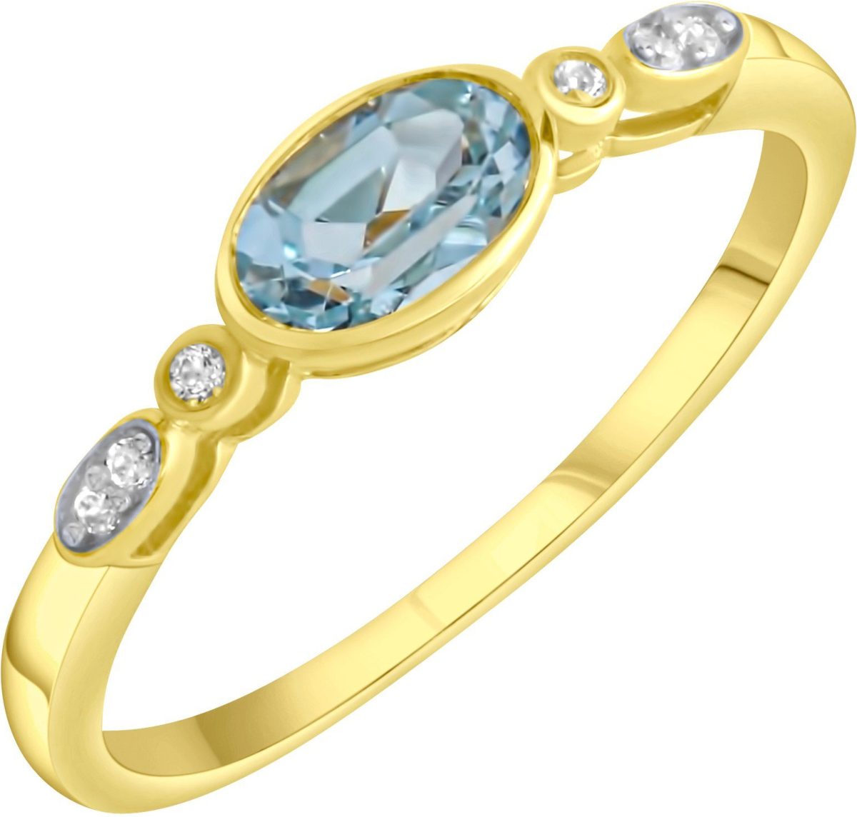 Firetti Zilveren ring met blauwe topaas (behandeld), zirkoon (synthetisch)