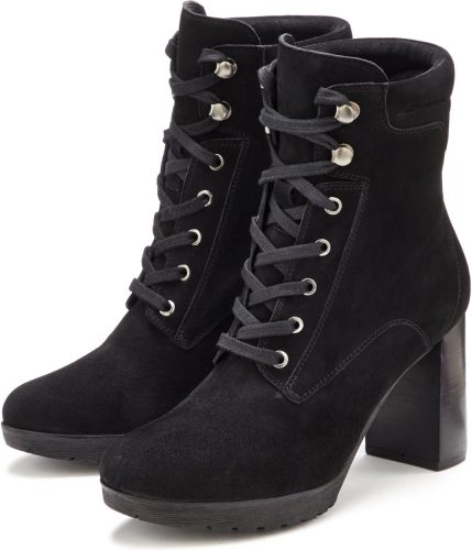 Lascana Laarsjes Boots met vetersluiting van leer, lichte plateauzool en highheel blokhak