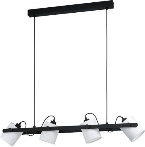 Eglo Hanglamp HORNWOOD 1 zwart / l110 x h110 x b18 cm / excl. 4 x e27 (elk max. 28w) / plafondlamp - stof lampenkappen draaibaar - lamp - hanglamp - hanglamp - eettafellamp - eettafel - hout