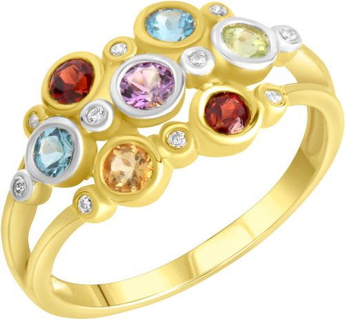 Firetti Zilveren ring Multicolour met amethist, blauwe topaas (behandeld), citrien, granaat, peridot, zirkoon (synthetisch)