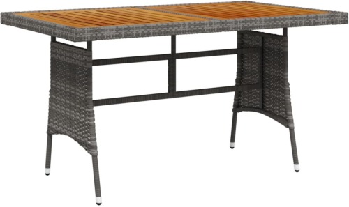 VidaXL Tuintafel 130x70x72 cm poly rattan en massief acaciahout grijs