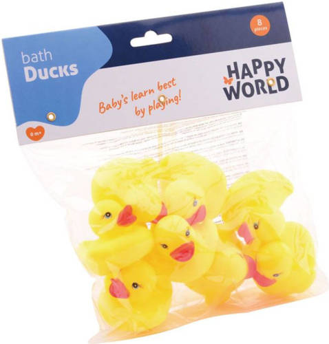 Johntoy badeendjes 8 stuks 5,5 cm geel